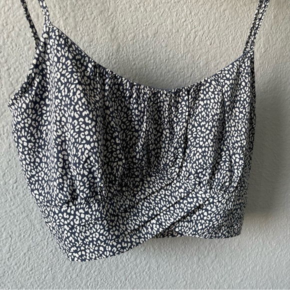Navy Blue and White Leopard Print Cropped Bustier Tank Top Size Medium - Picture 6 of 7